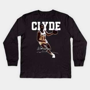 Walt Frazier The Clyde Basketball Legend Signature Vintage Retro 80s 90s Bootleg Rap Style Kids Long Sleeve T-Shirt